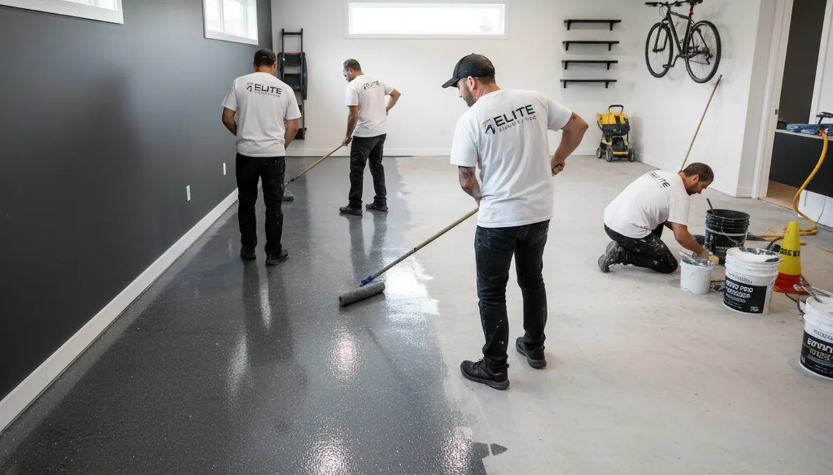 Professional epoxy garage floor coating in Raleigh NC by local house painting experts