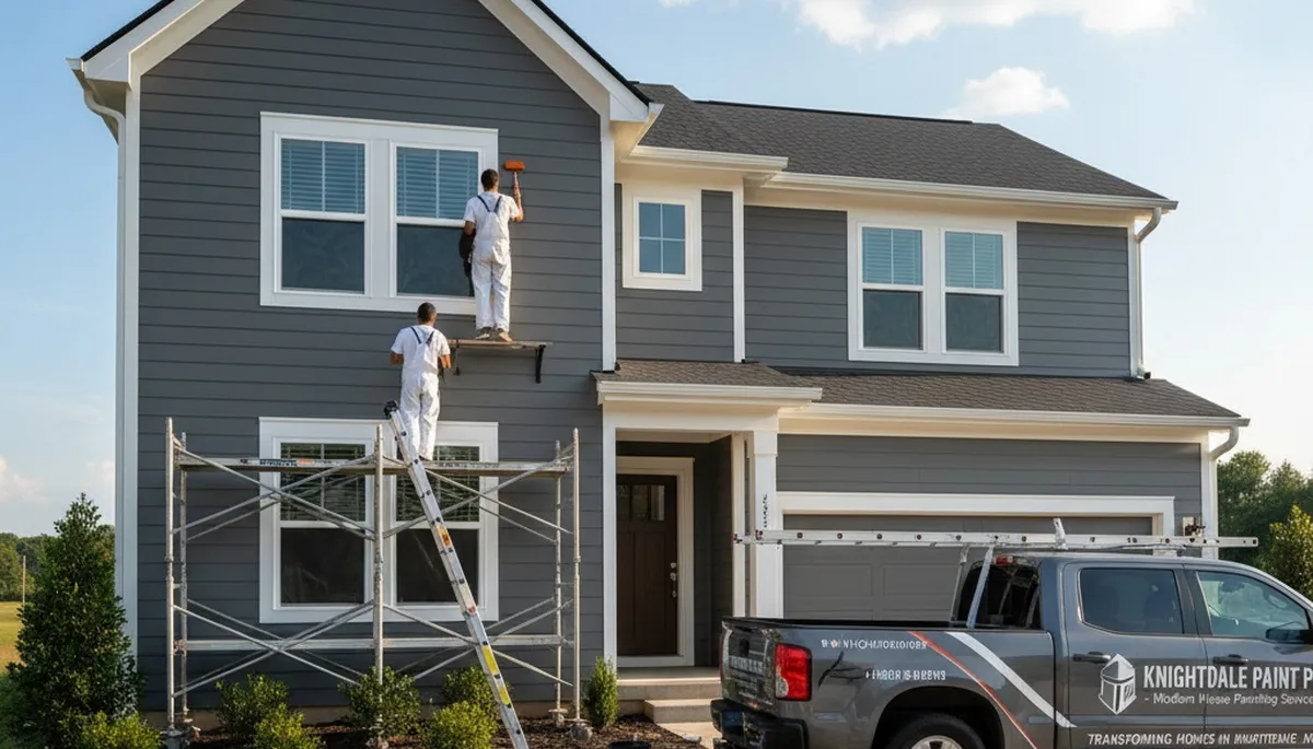 Professional house painters finishing residential exterior in Raleigh, NC