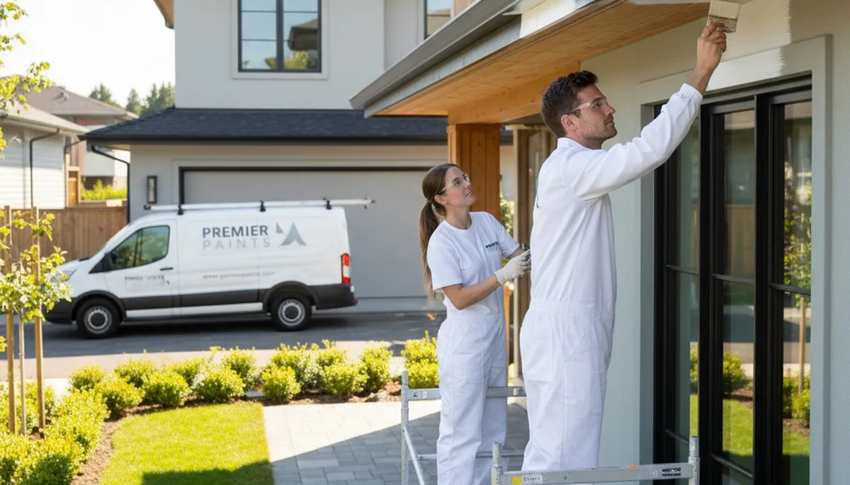 Professional trim and fascia painting on Raleigh NC home by expert house painters